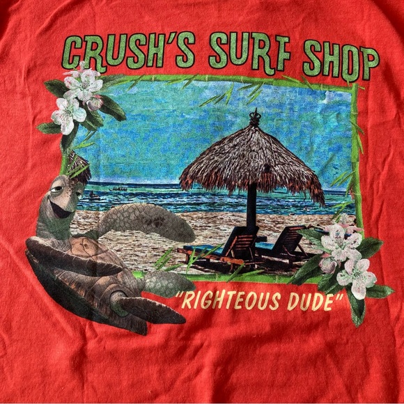 Disney Pixar Finding Nemo Crush Surf Shop Tee | Size M | Color Orange | NWT - Picture 3 of 7